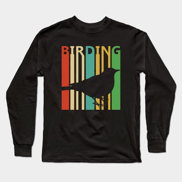 Birding Retro Tshirts Long Sleeve T-Shirt by Stoney09